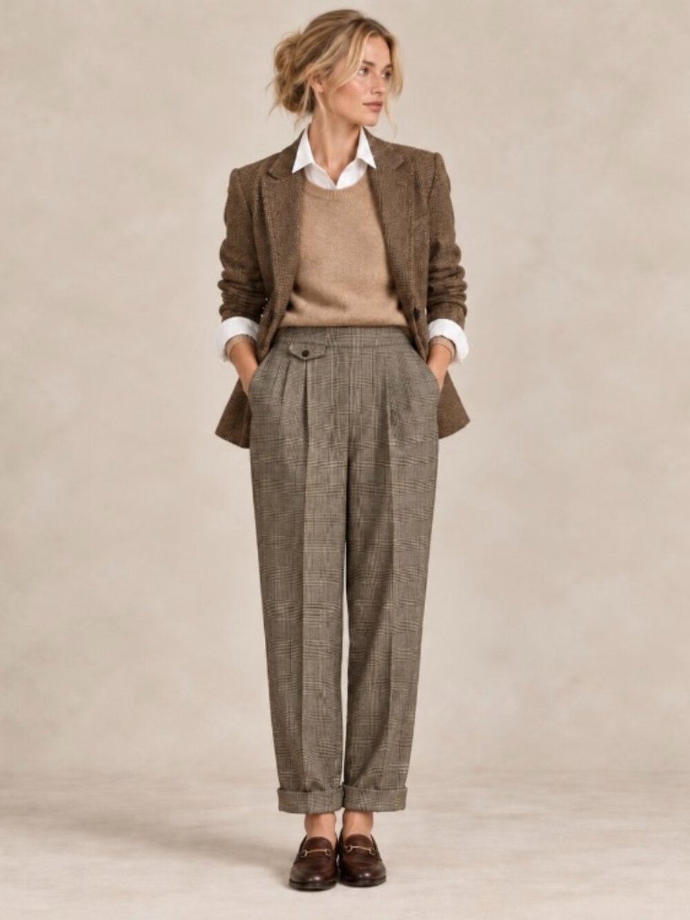 Lauren Ralph Lauren glen plaid wool trousers black/gray size 10 equestrian class
